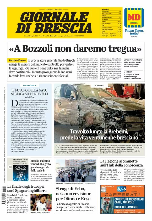 Prima-pagina-giornale di brescia-oggi-edizione-del-2024-07-11